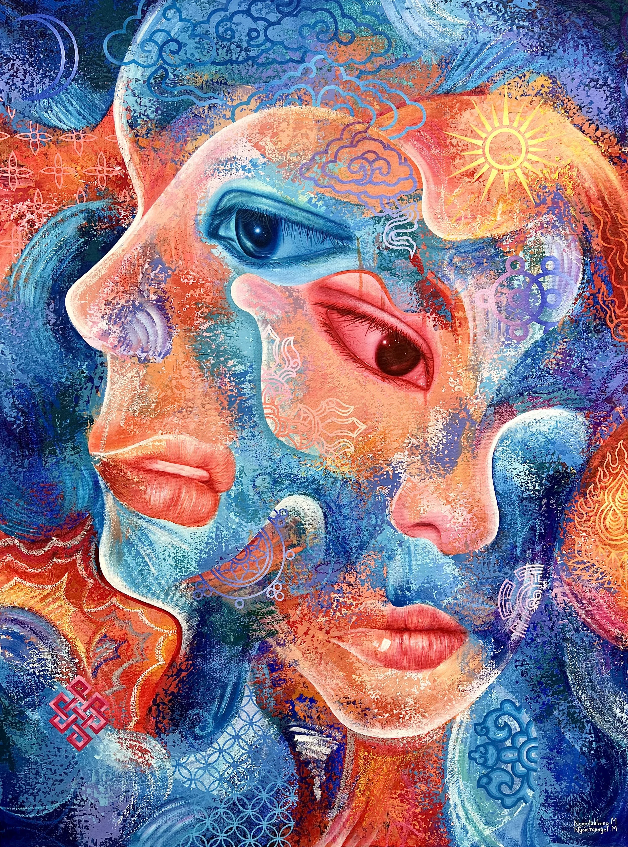 Collision, 2022, mixed media on canvas, 101 x 75 cm.