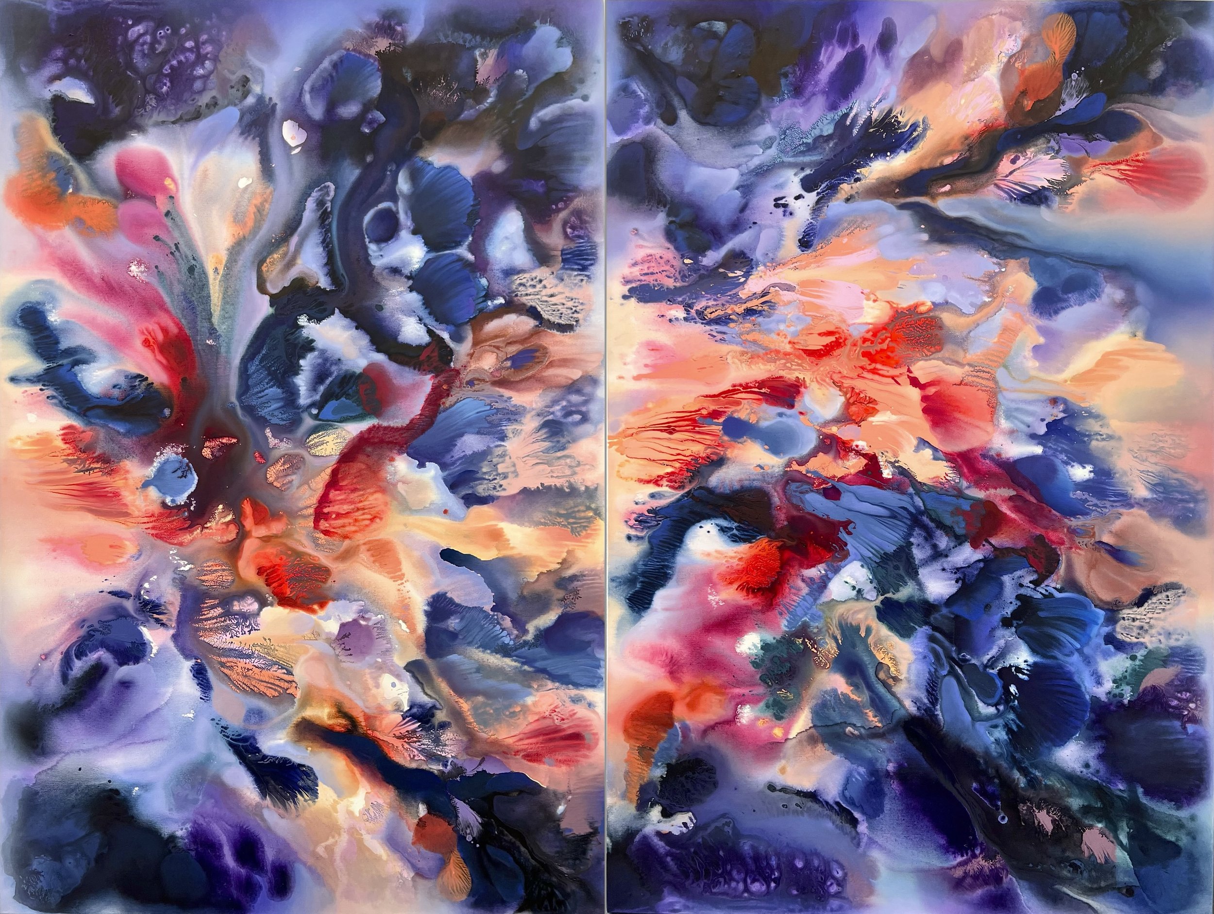 Magnetic Forces of Attraction, 2025, acrylic and oil on canvas, 152 × 202 cm.