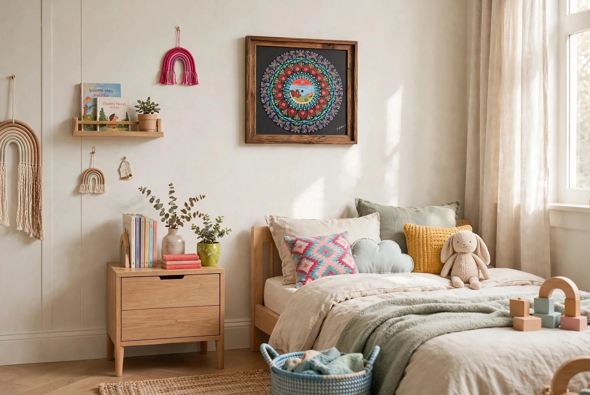 Frog and the Ox vinyl record artwork displayed in a child’s bedroom