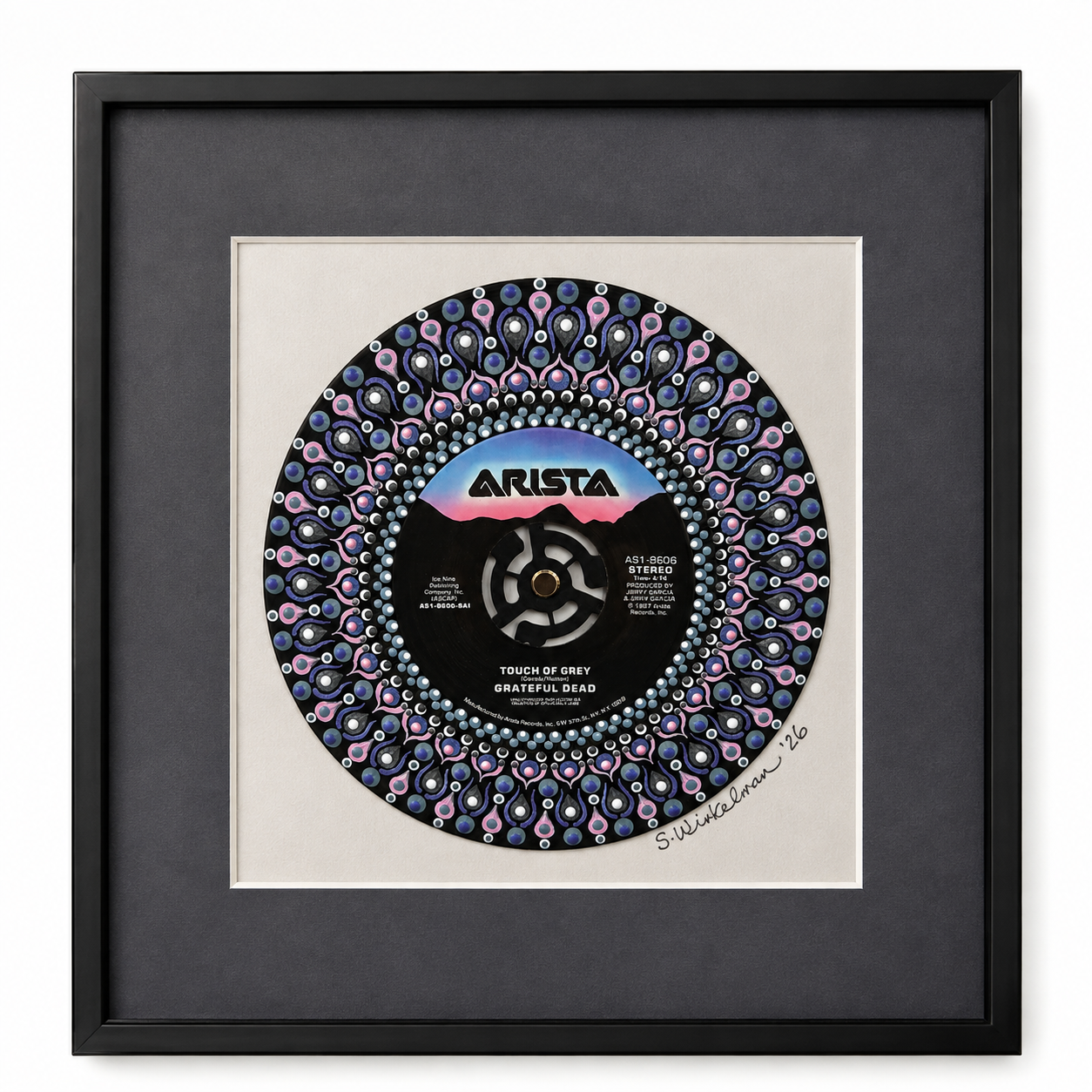Grateful Dead – Touch of Grey | Hand-Painted Framed 45 RPM Vinyl Record Art