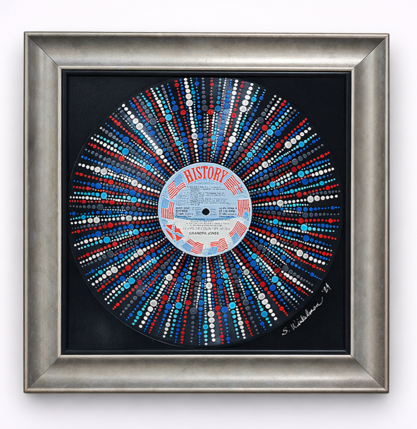 Grandpa Jones “History of Country Music” – Hand-Painted Vinyl Record Art (Framed)