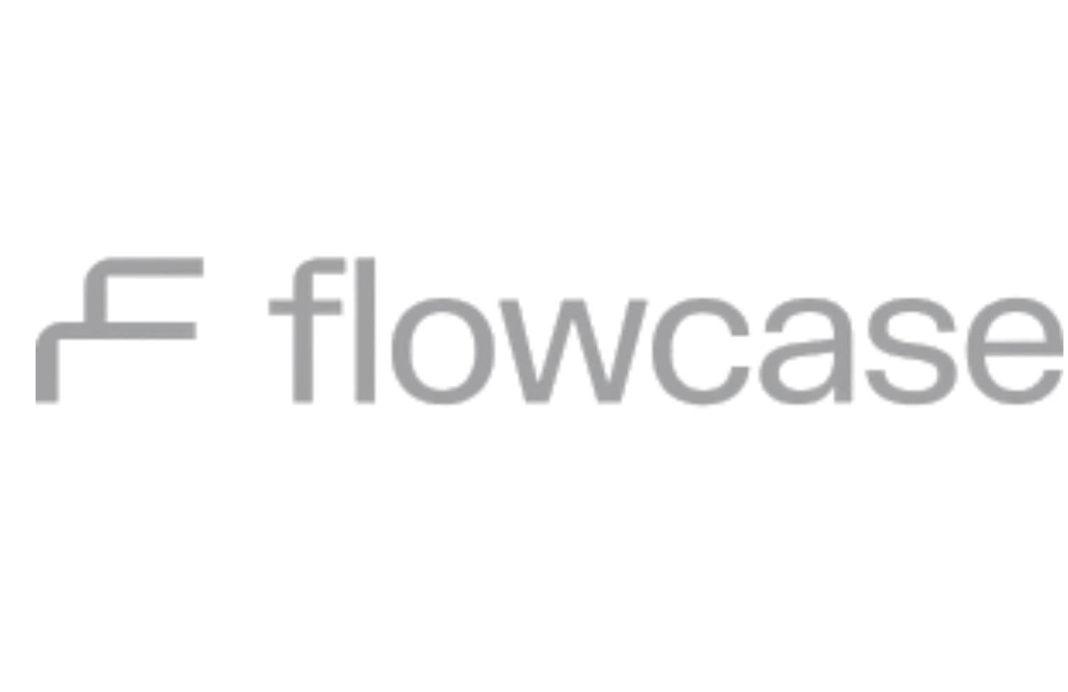 Fllowcase logo with a stylized gray and blue box design before the text 'Fllowcase' in gray letters.