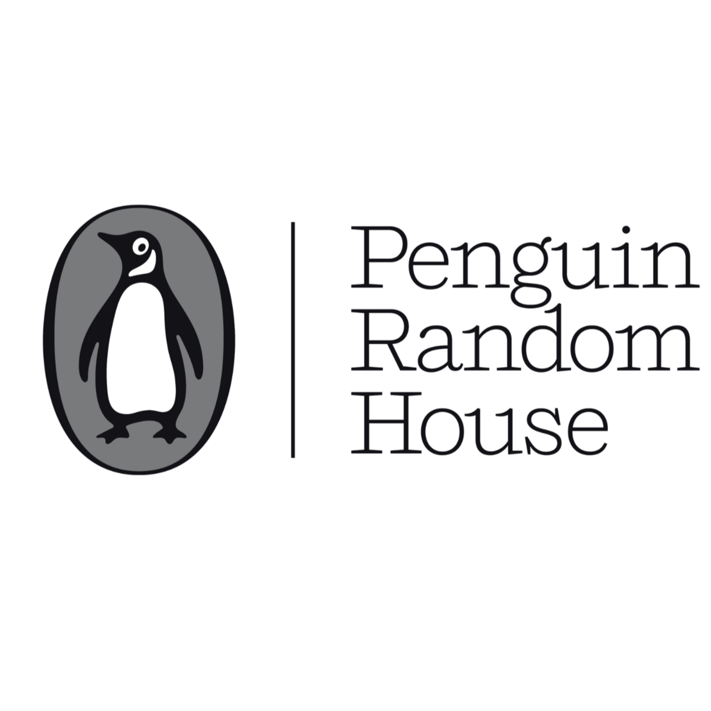 Logo featuring a black penguin silhouette inside a gray oval, with the text 'Penguin Random House' to the right of the penguin.