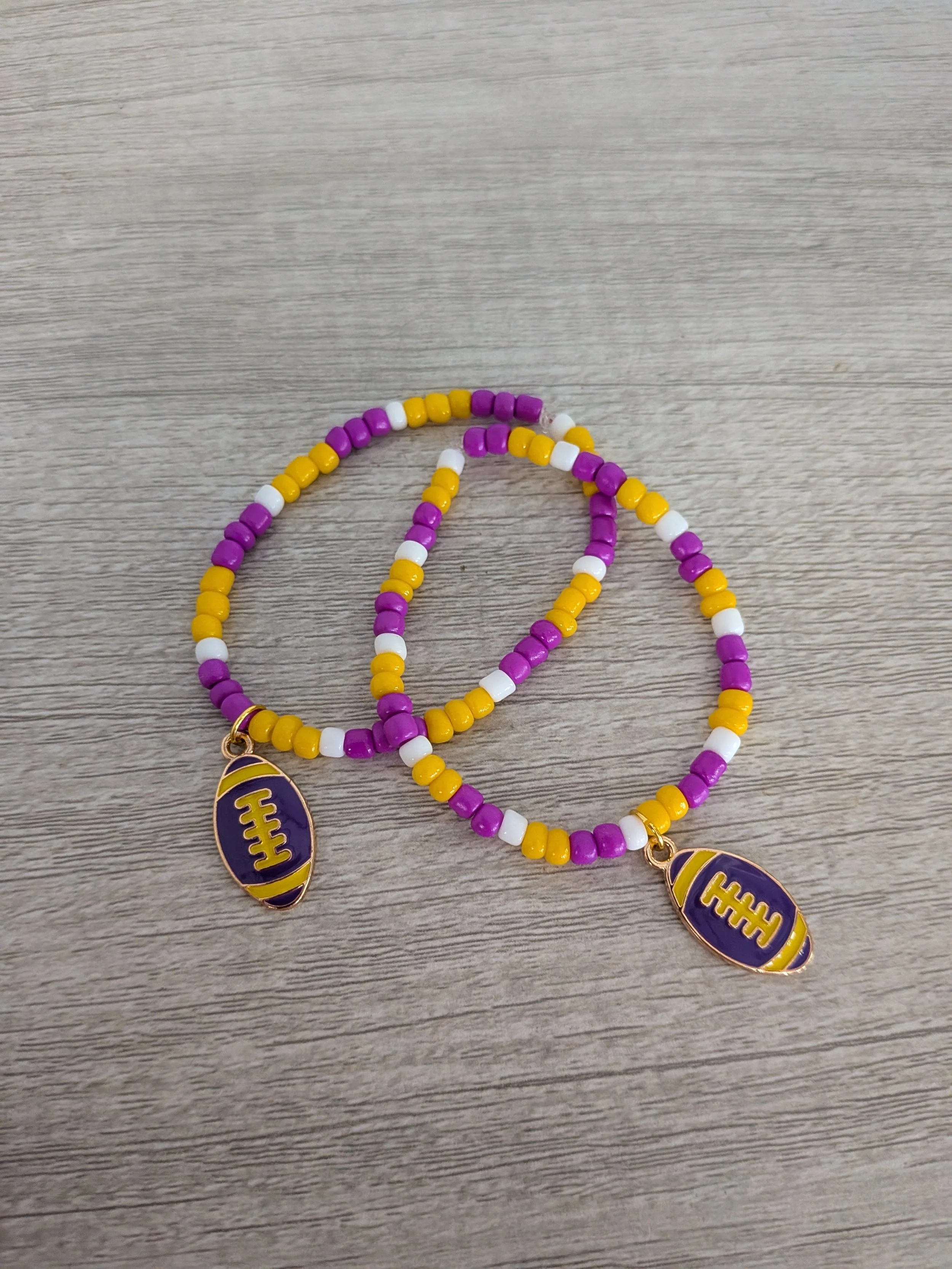 LSU Glass Bead Bracelets