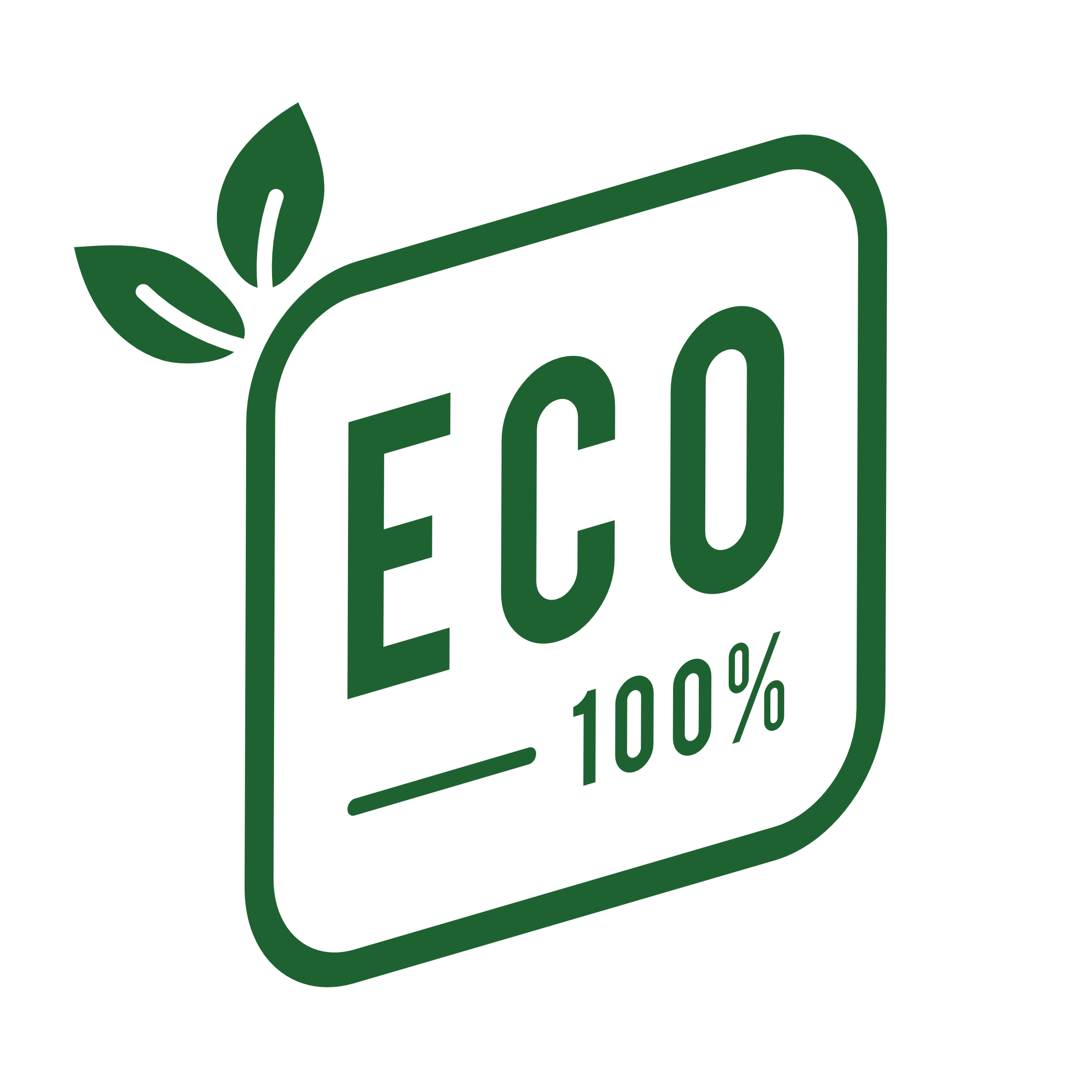 Logotipo verde con una hoja que sale de una caja, que contiene la palabra 'Ecol' y un porcentaje del 10%.