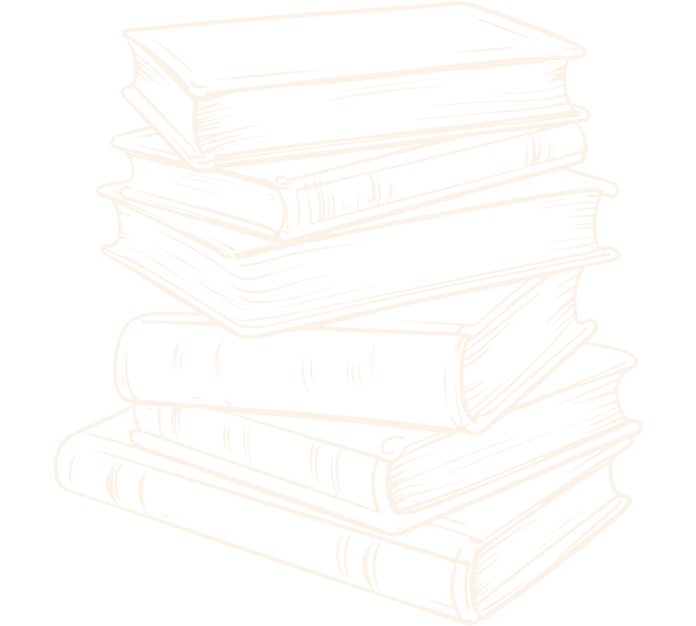 Stack of white outlined books on a black background.