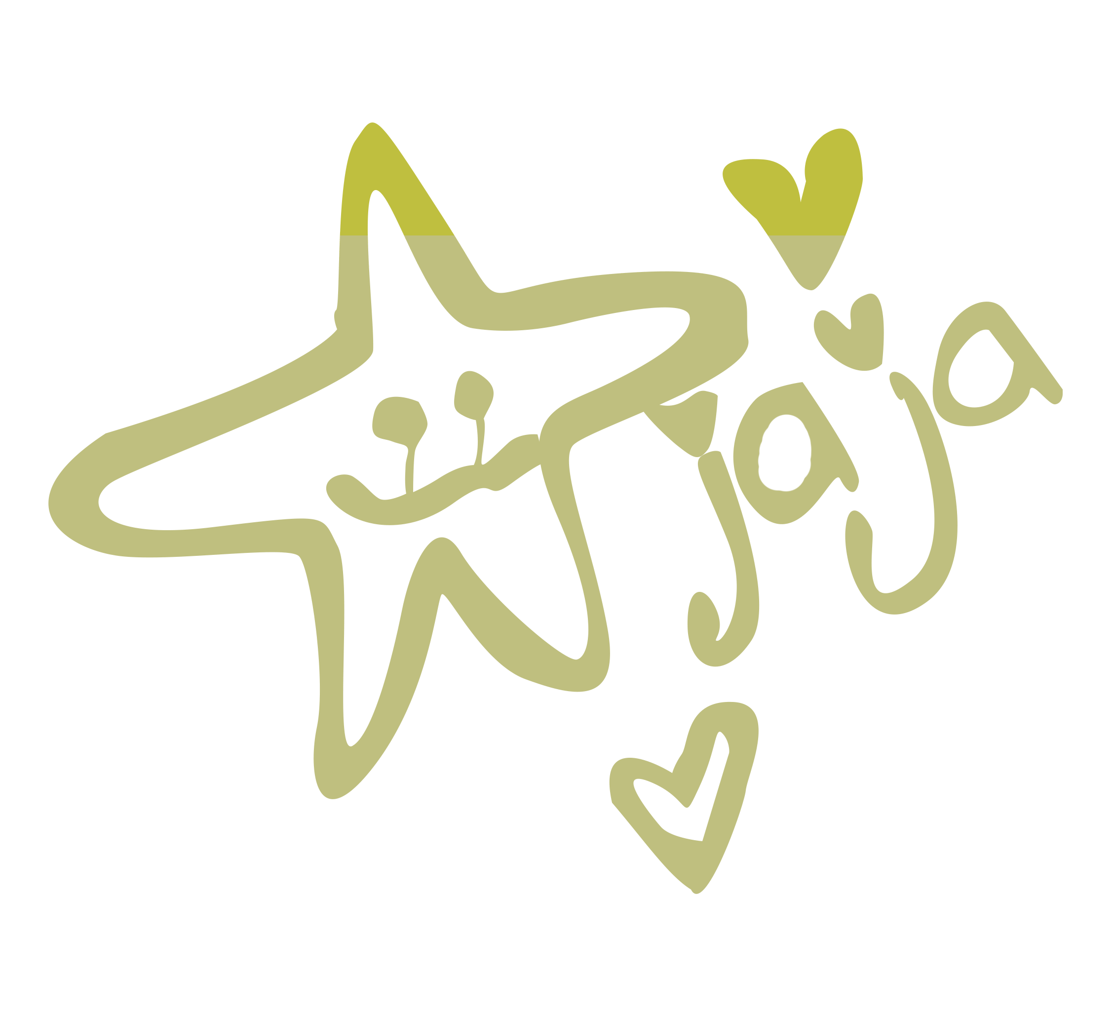 Abstract line art with yellow-green wavy lines and shapes, forming a flowing, artistic pattern.