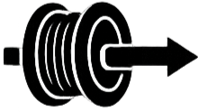 Grafik eines Gewindebohrers oder Spiralbohrers, ohne Hintergrund, in schwarz-weiß.
