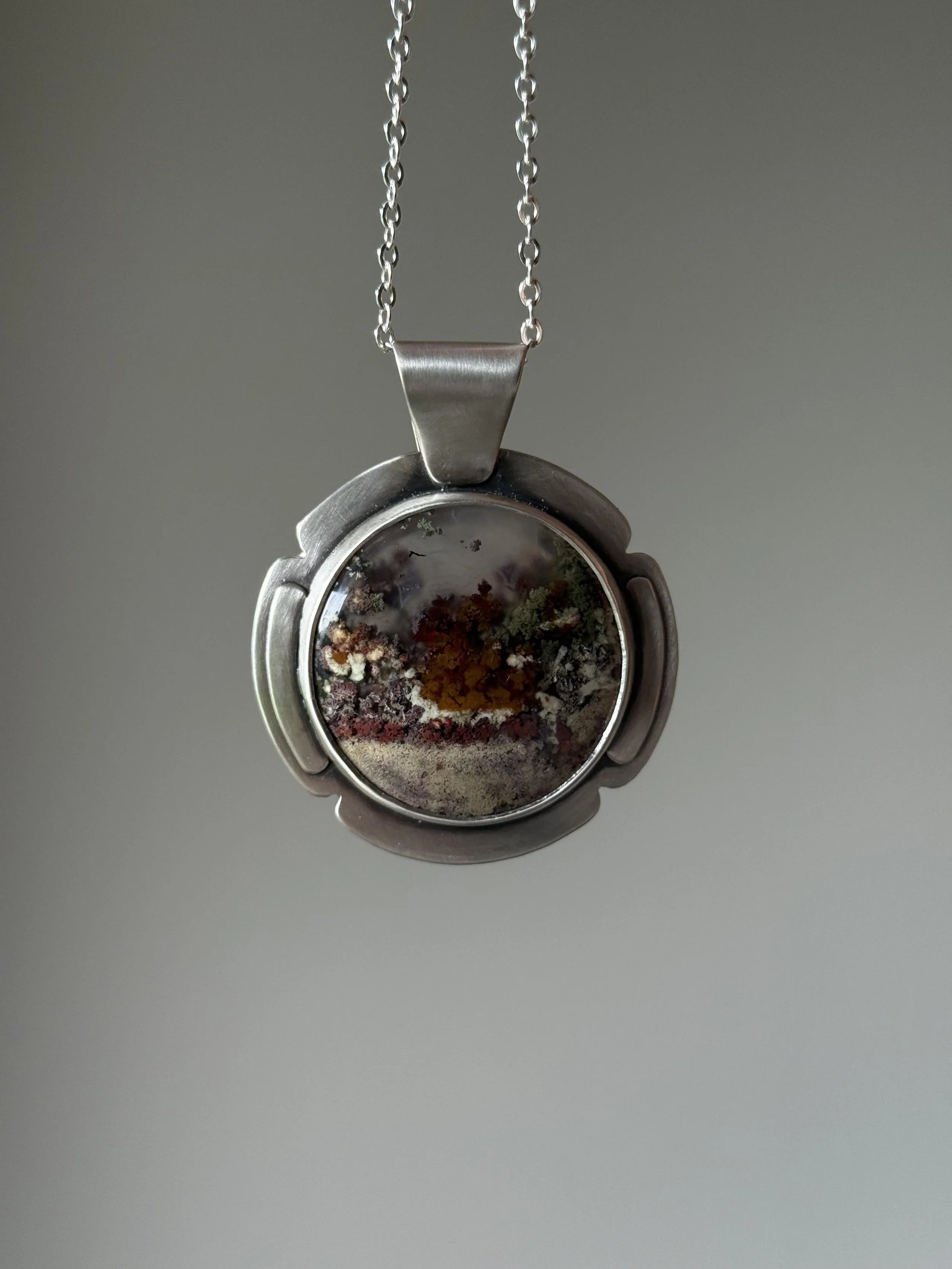 A stunning moss agate set in sterling silver