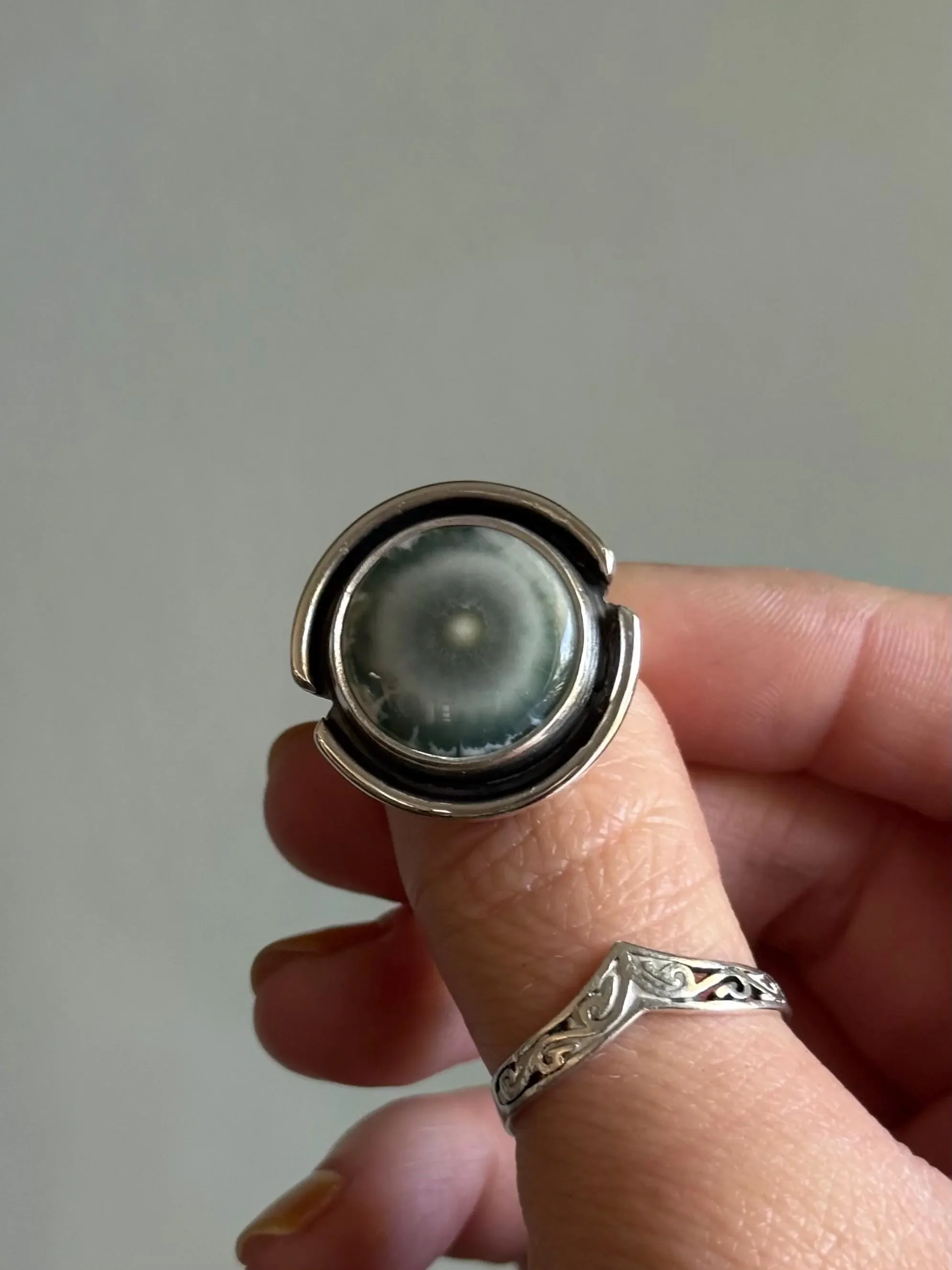 Ocean Jasper Sterling Silver Eye Ring