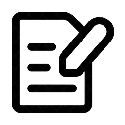 Icon of a sheet of paper with lines and a pencil.