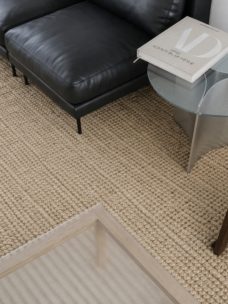 Contemporary apartment interior with a warm, minimalist aesthetic