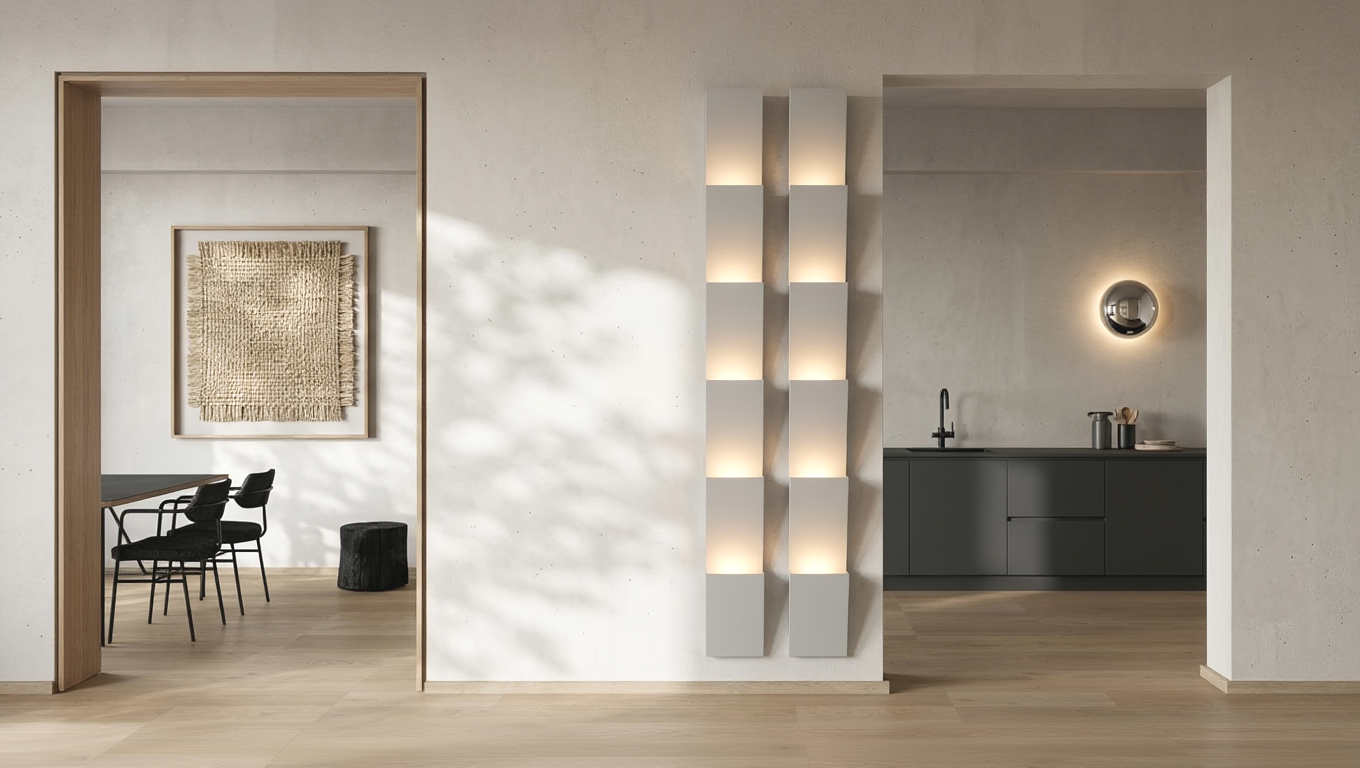 Contemporary minimalism with stone textures and warm neutrals