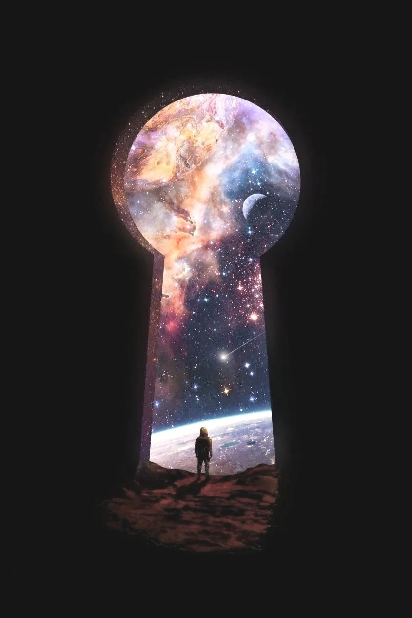 Exploration astrologie, Illustration symbolique d'une lecture approfondie du thème natal en astrologie humaniste.