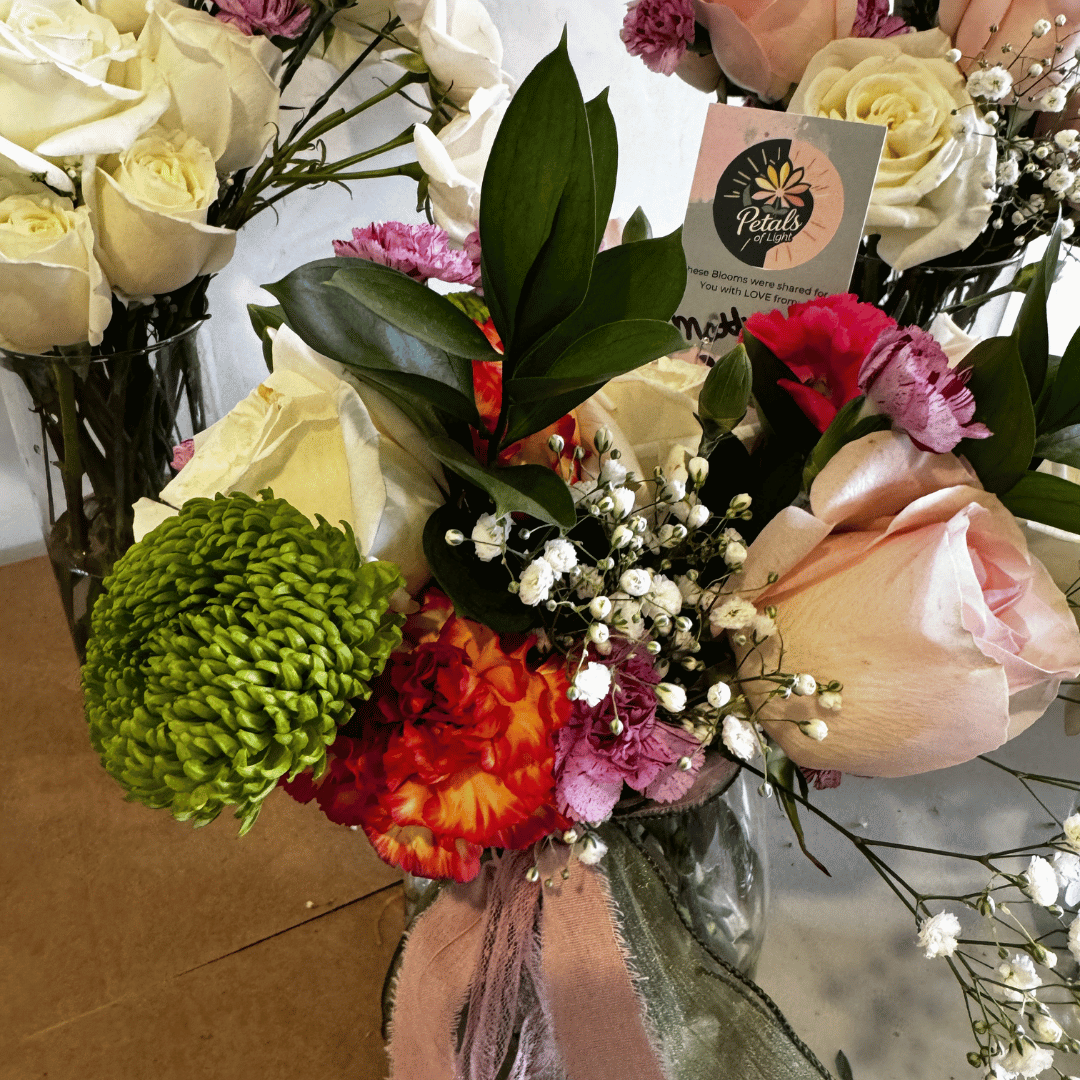Floral arrangements donated to Petals of Light Oklahoma to be repurposed and gifted to one of many care facilities in the Oklahoma City area.
