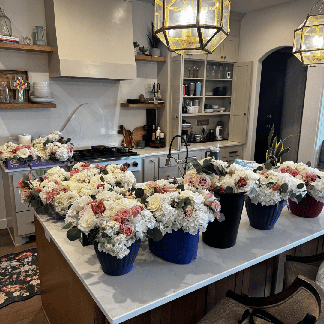 Floral arrangements donated to Petals of Light Oklahoma to be repurposed and gifted to one of many care facilities in the Oklahoma City area.