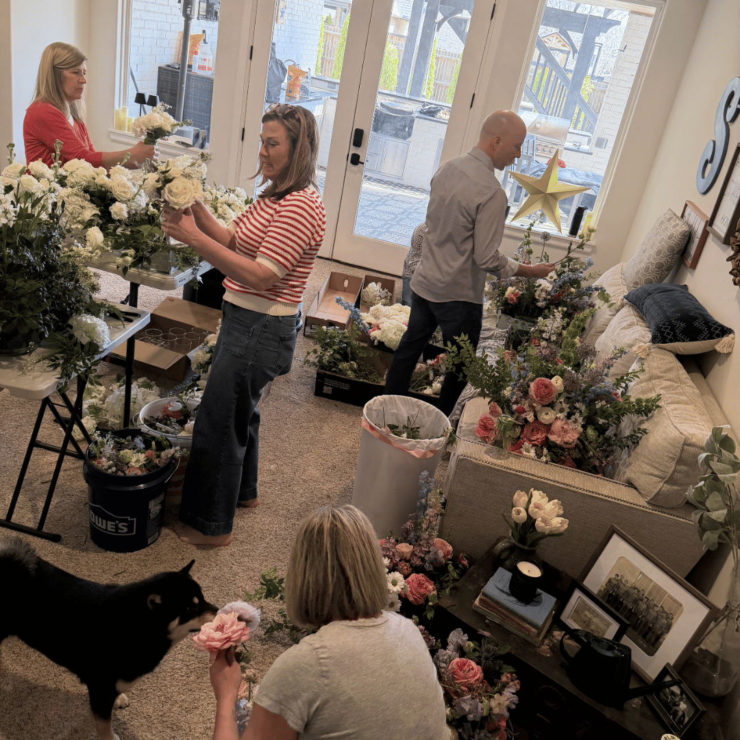 Floral arrangements donated to Petals of Light Oklahoma to be repurposed and gifted to one of many care facilities in the Oklahoma City area.