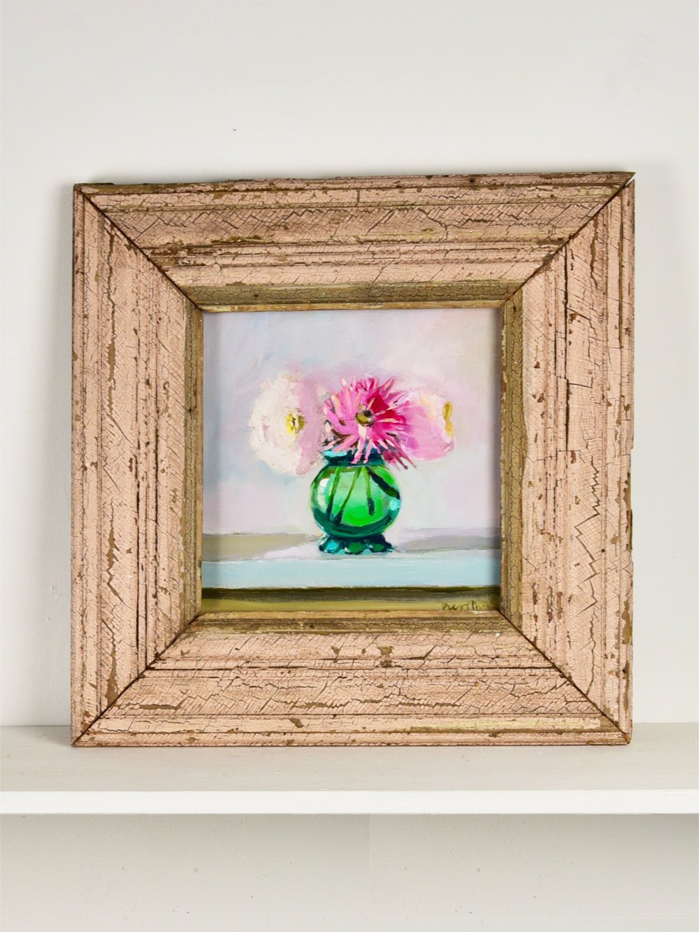 Green Vase With Dahlia