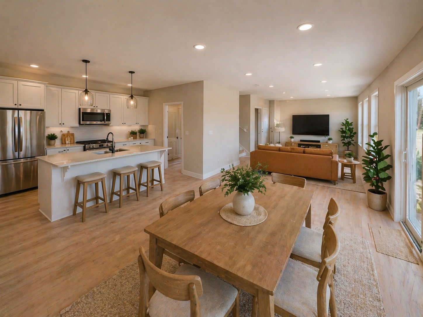 The Mainstay townhome open concept living room at Prairie Ridge Rochester MN