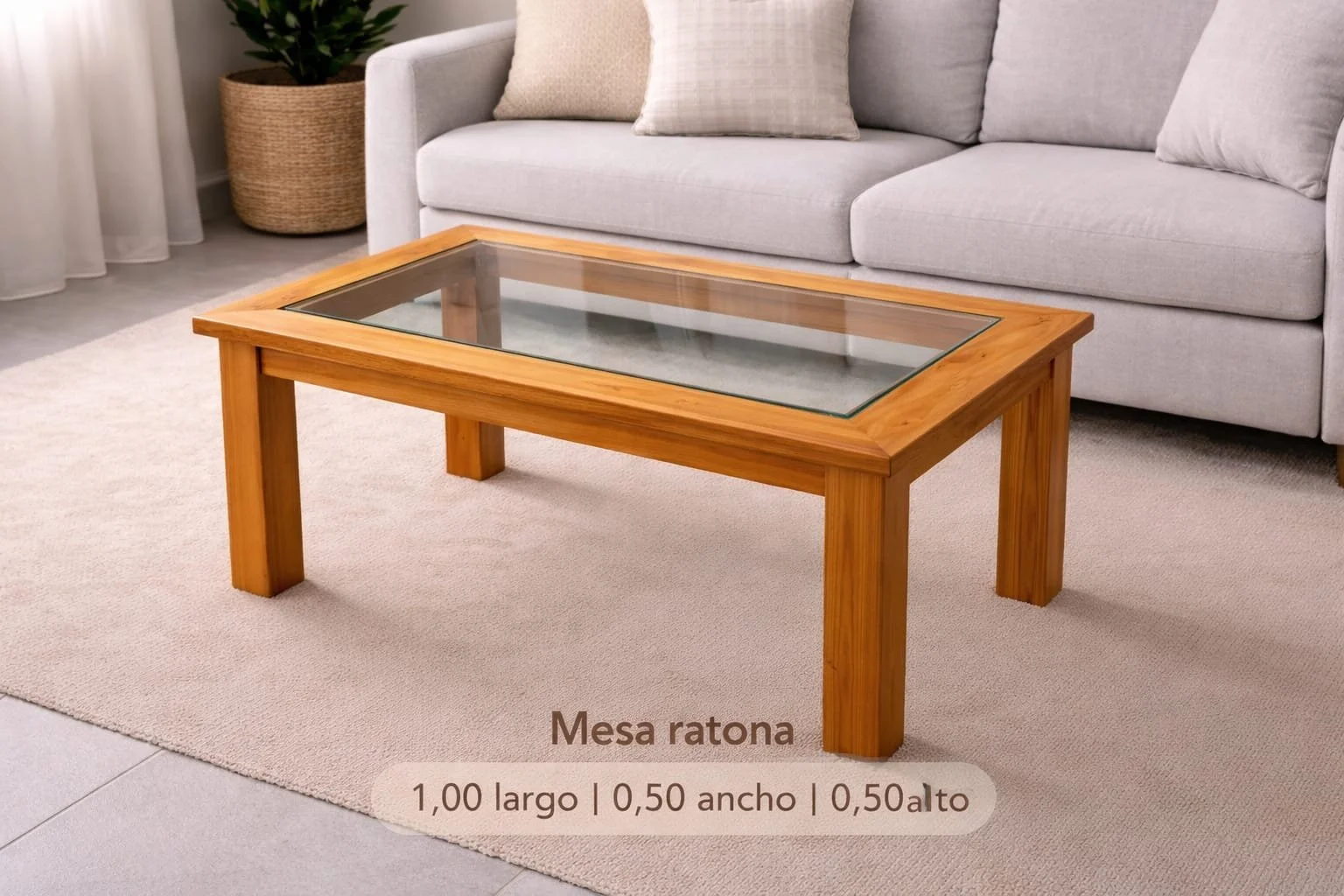 Mesa Ratona Elegante Vidrio Rectangular
