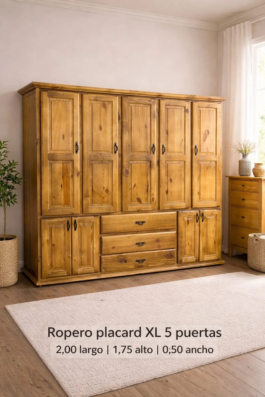Ropero Placard de Madera 5 Puertas