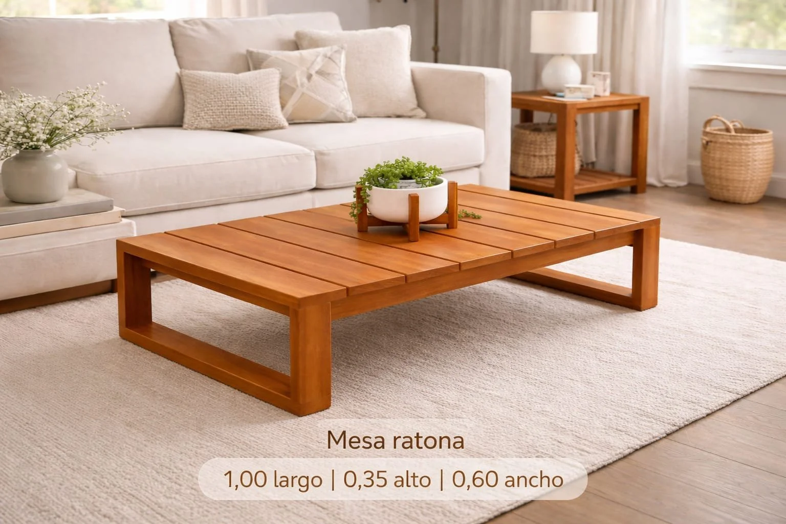Mesa Ratona Rectangular de Madera