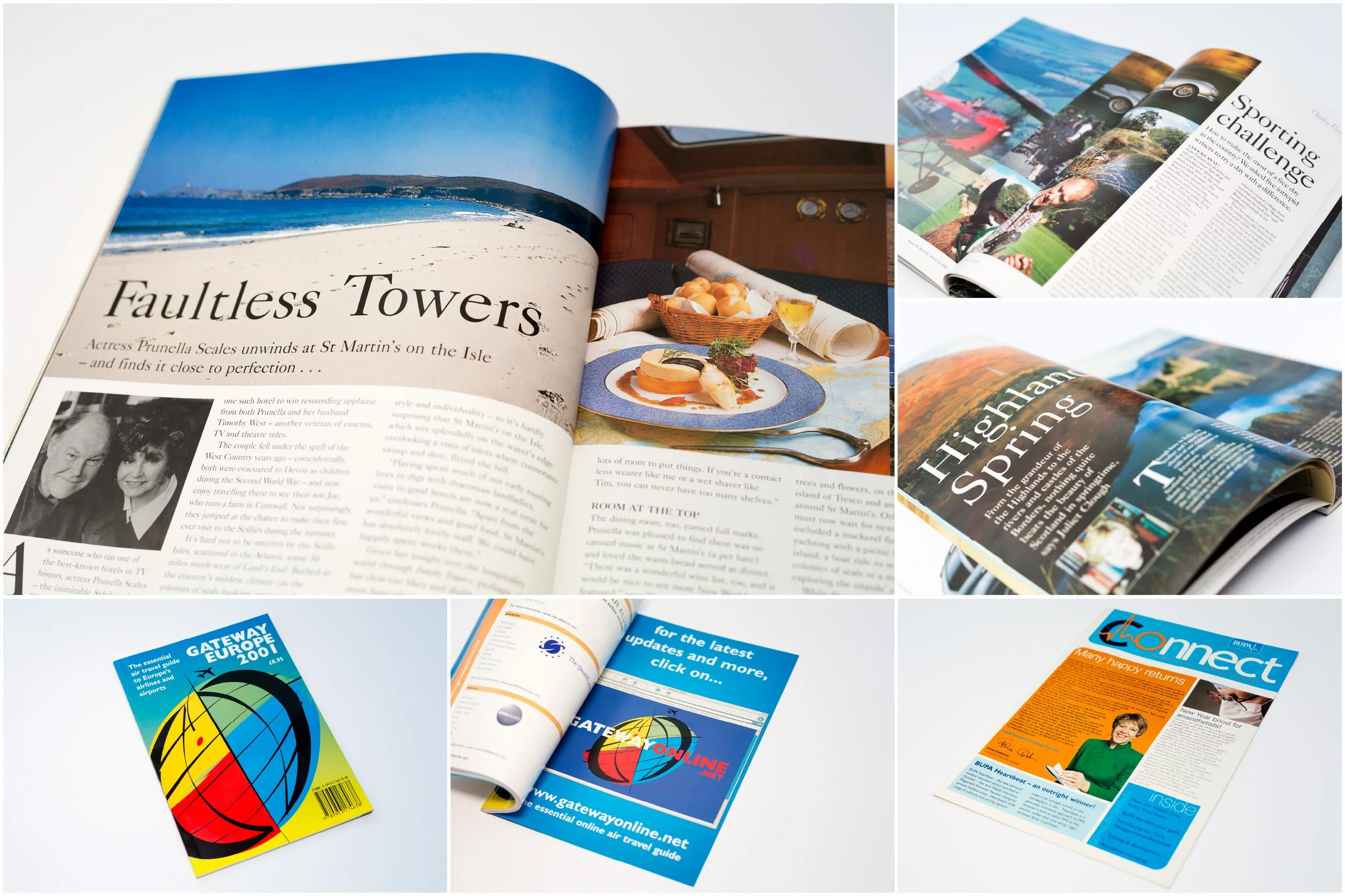 Pride of Britain magazine, Gateway Europe guidebook and Bupa Connect newsletter