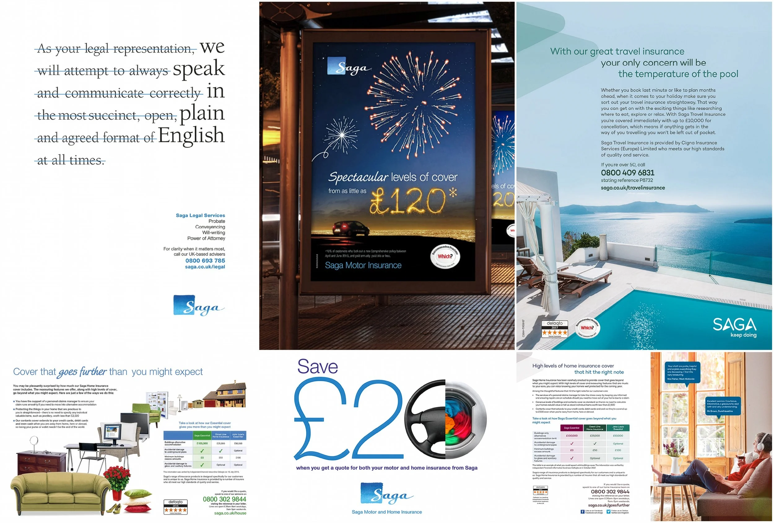 Saga financial services mailers and press ads