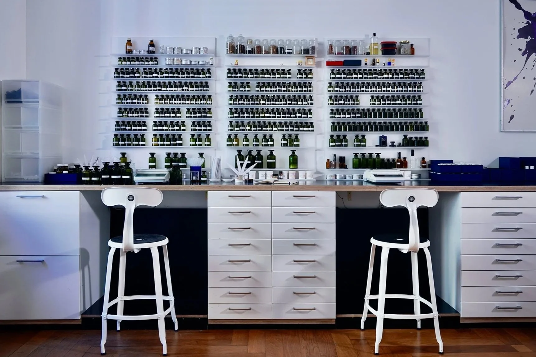 Professional perfume lab used for fragrance development and production.