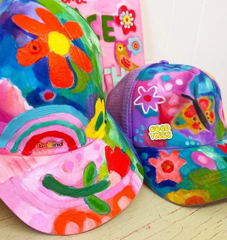 I just added two more caps to my Etsy shop_ #handpainted #cutecaps #colorpop.jpeg