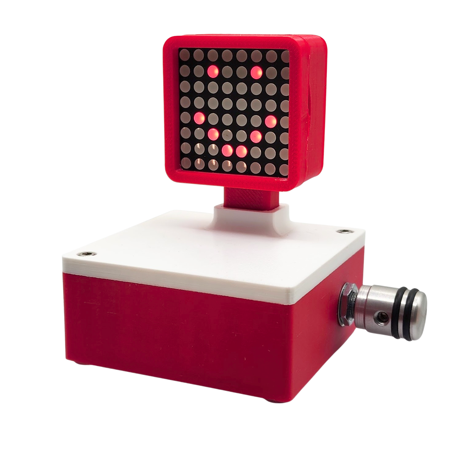 8x8 block display red base, white top, red LED