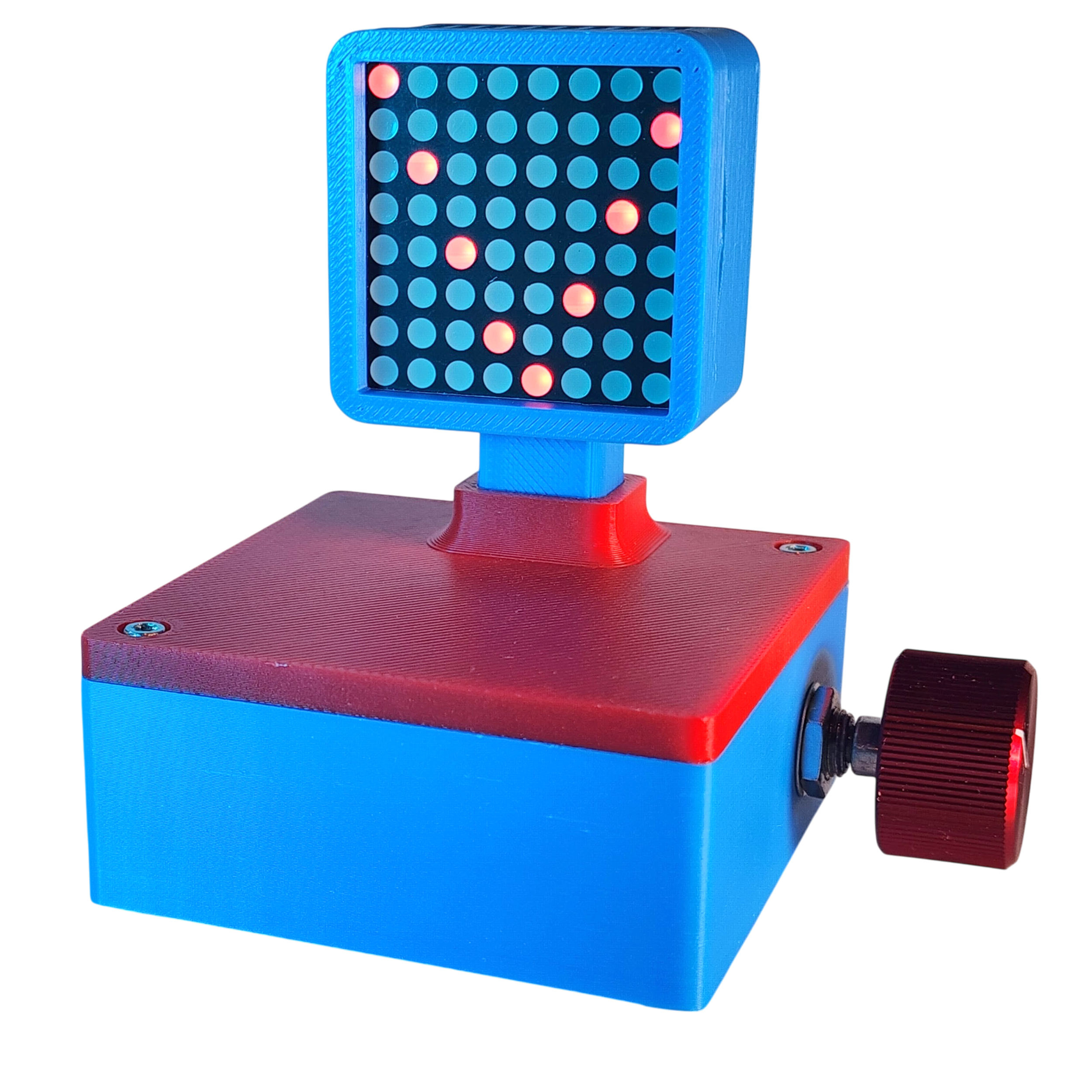 8x8 block display blue base, red top, red LED