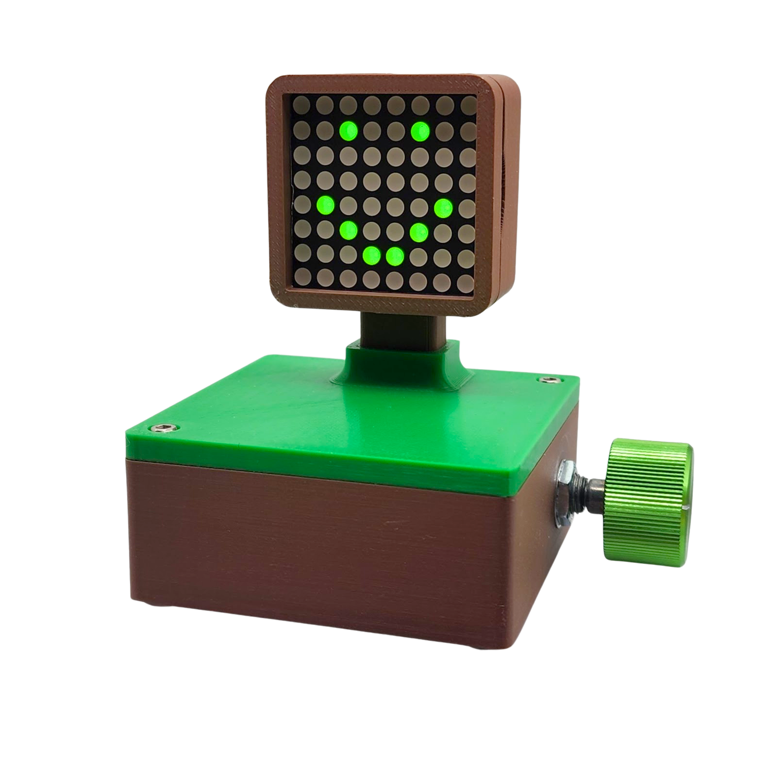 8x8 block display brown base, green top, green LED