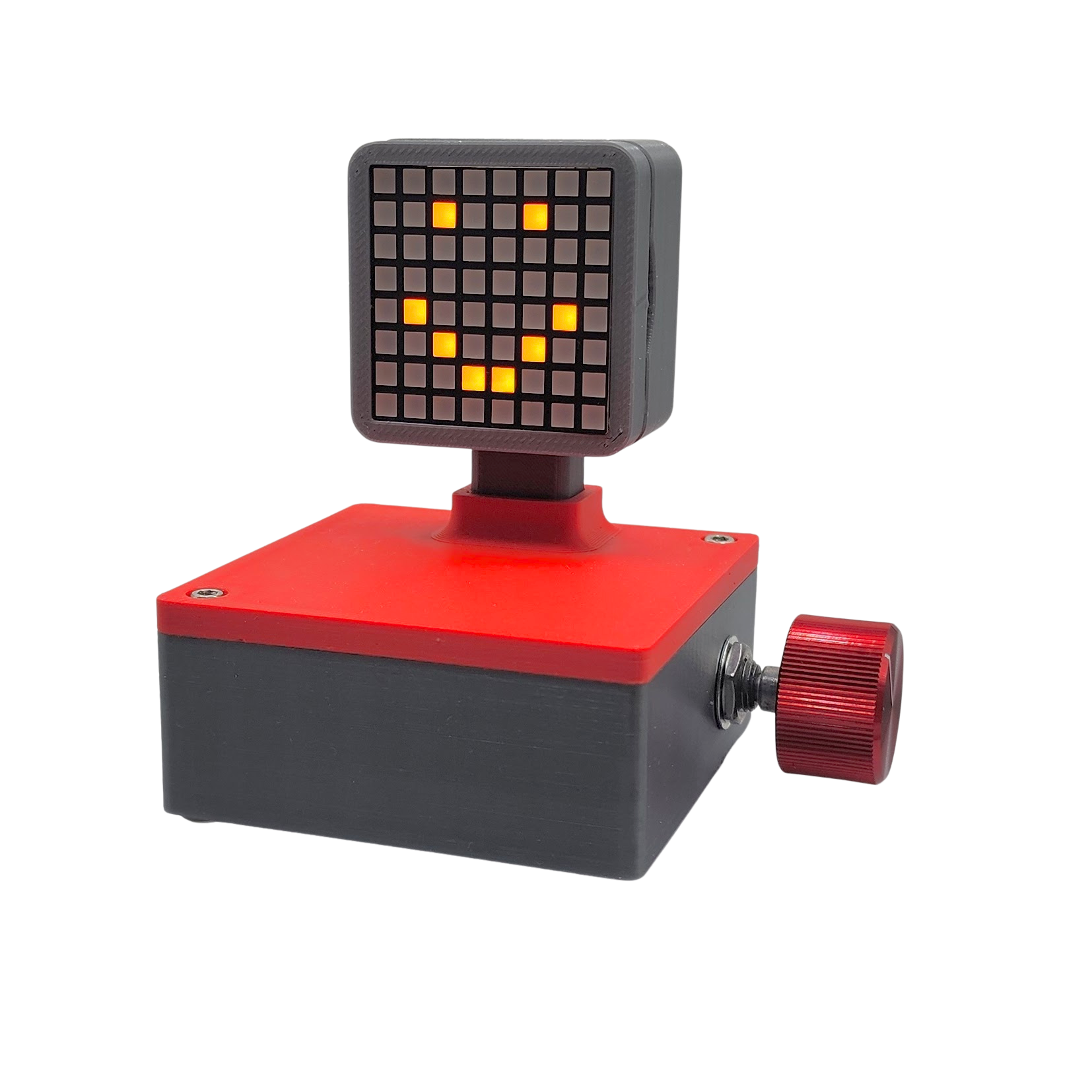8x8 block display gray base, red top, orange LED