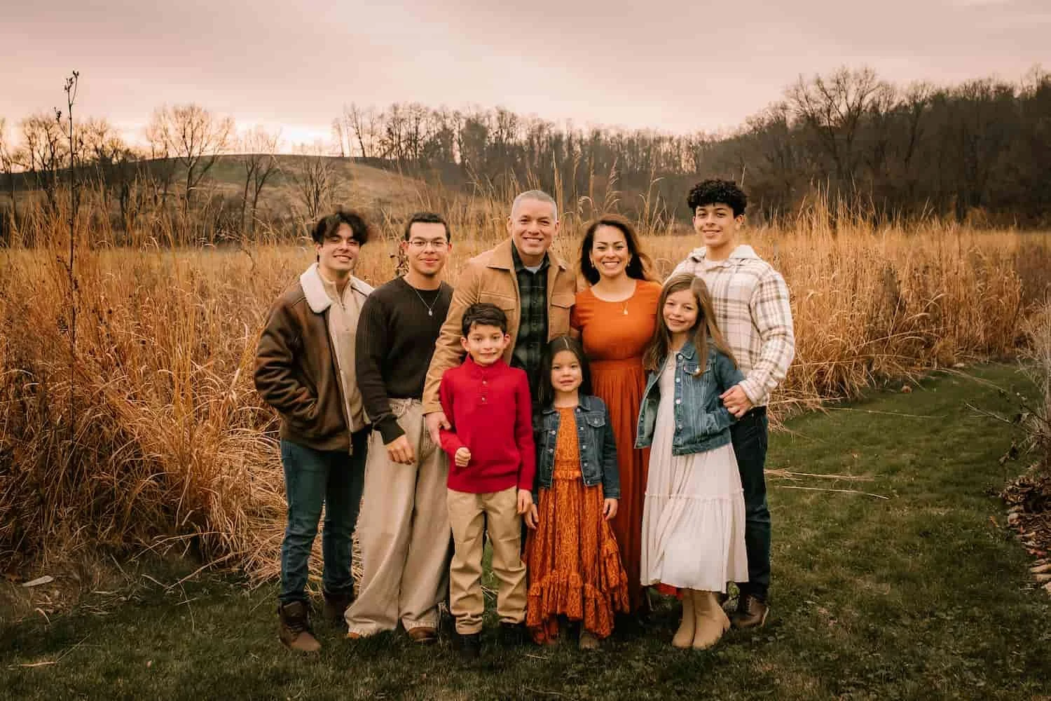 Nathan Tataje with his parents and siblings