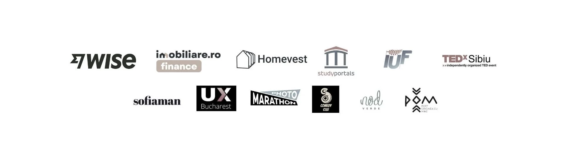 Collection of company logos on a white background.
