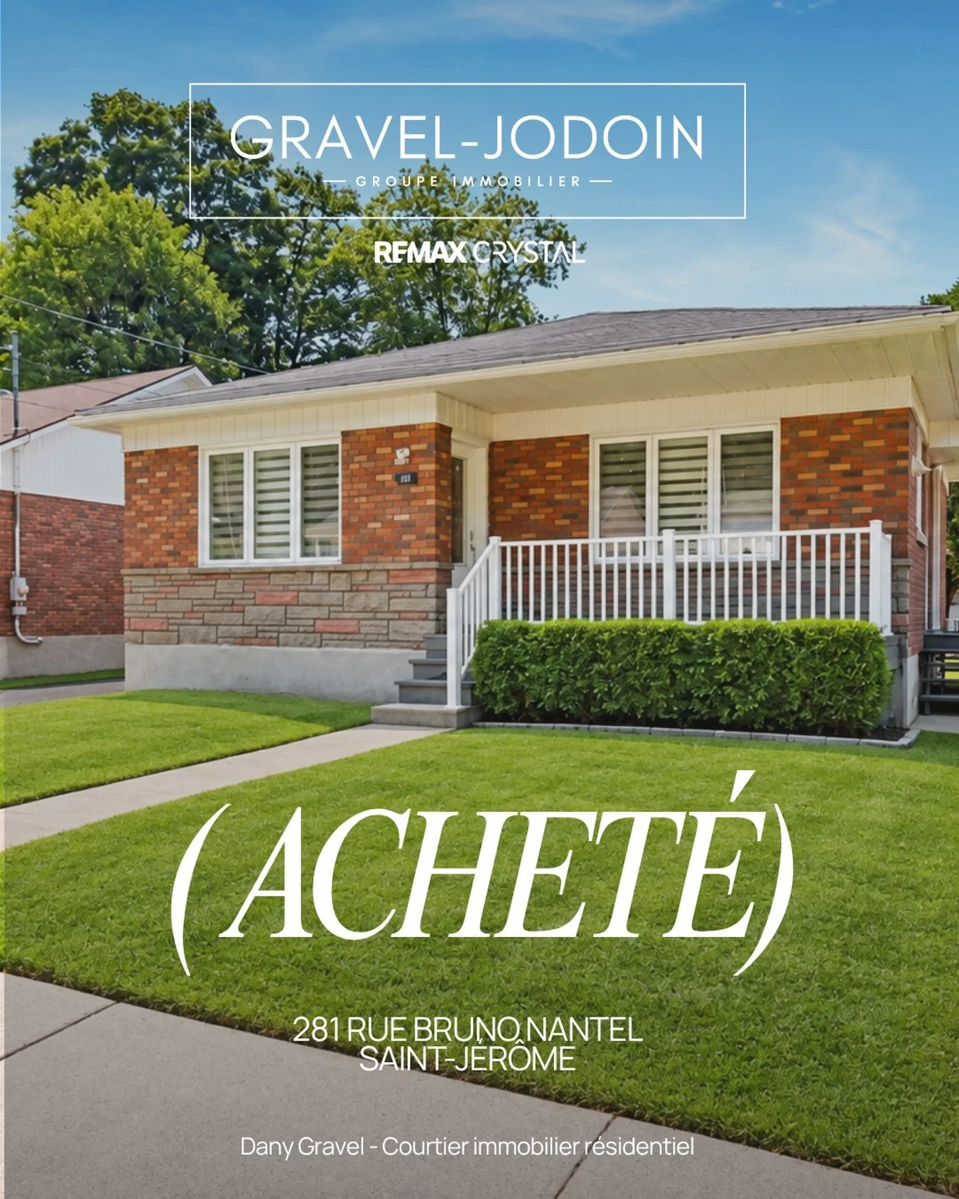🏡 ACHET&Eacute; | SAINT-J&Eacute;R&Ocirc;ME📍 281, rue Bruno-Nantel

Au c&oelig;ur de Saint-J&eacute;r&ocirc;me, ce magnifique bungalow, soigneusement entretenu et r&eacute;nov&eacute; avec go&ucirc;t, a trouv&eacute; preneur!

Un immense terrain, u