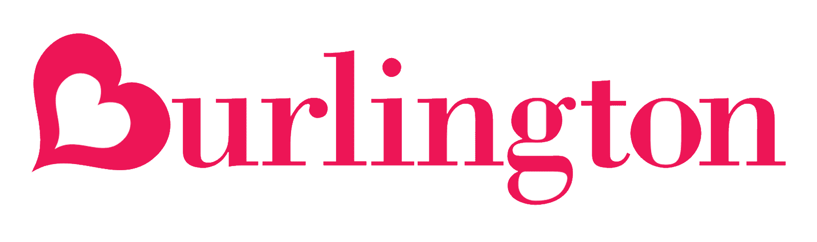 Logo with the word 'Burlington' in pink, stylized text.