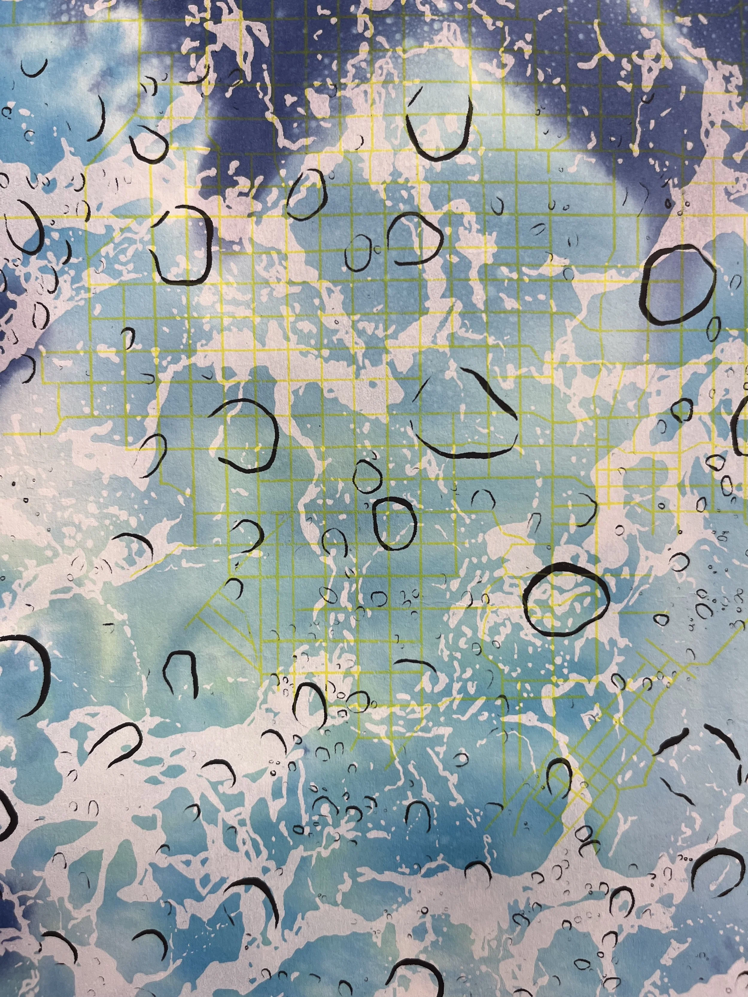 Screenprint collage on dyed paper