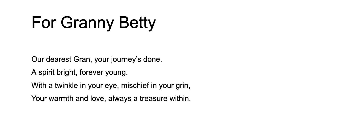 For Granny Betty
