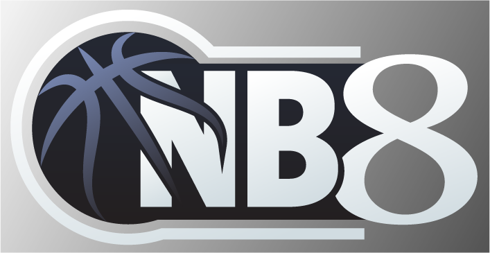 NBA 8 logo with a basketball graphic on a gray background