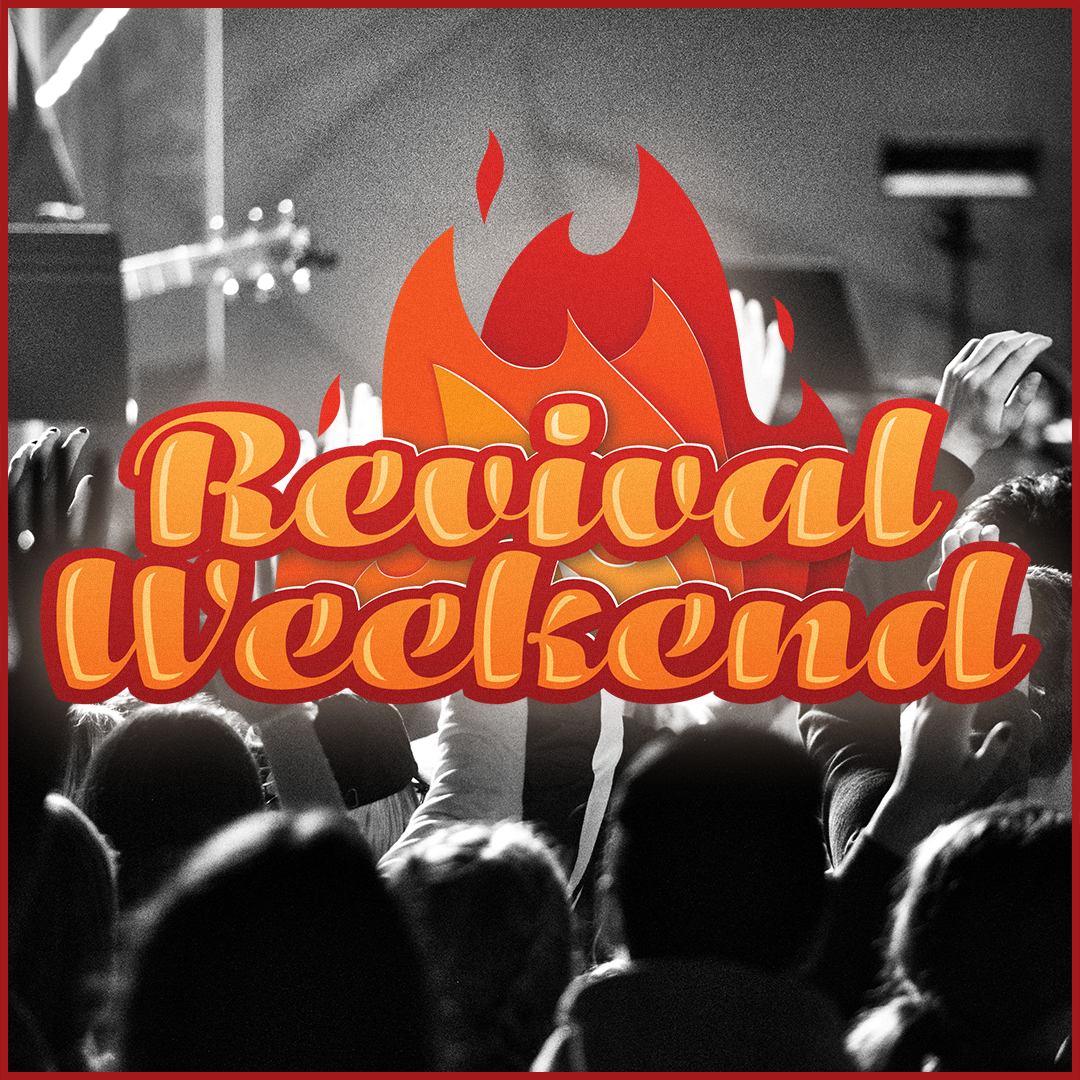 A black and white photo of a crowd at a rally or concert, with a large flame graphic and the words "Reversal Weekend" in bold, stylized orange and yellow letters overlayed on the image.
