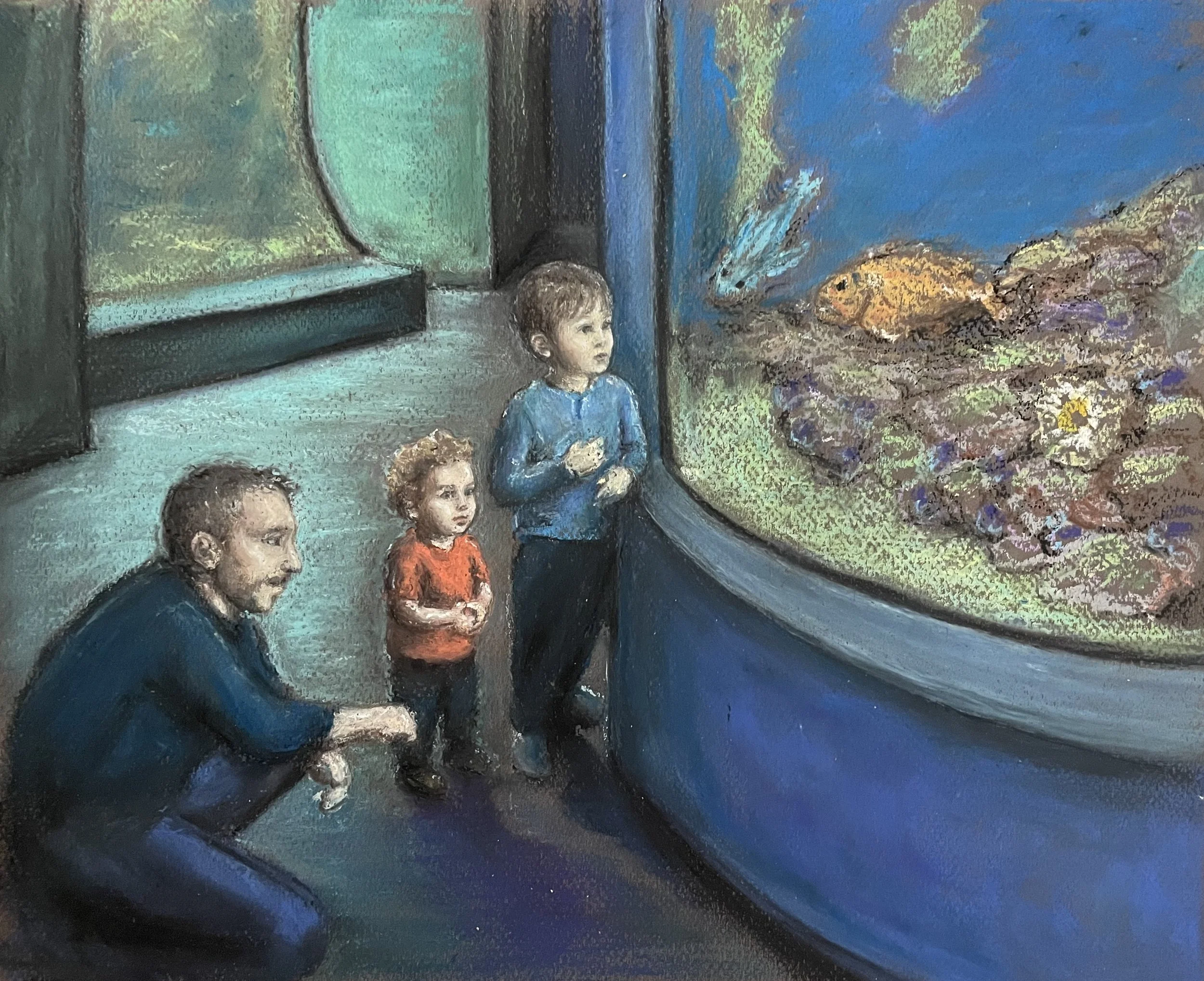 The fishbowl
Oil pastel on paper

From a series about how we are shaped by our relationships and seen differently within the contexts of our relationships, particularly how familial relationships affect the way we are seen and how we see the world. W