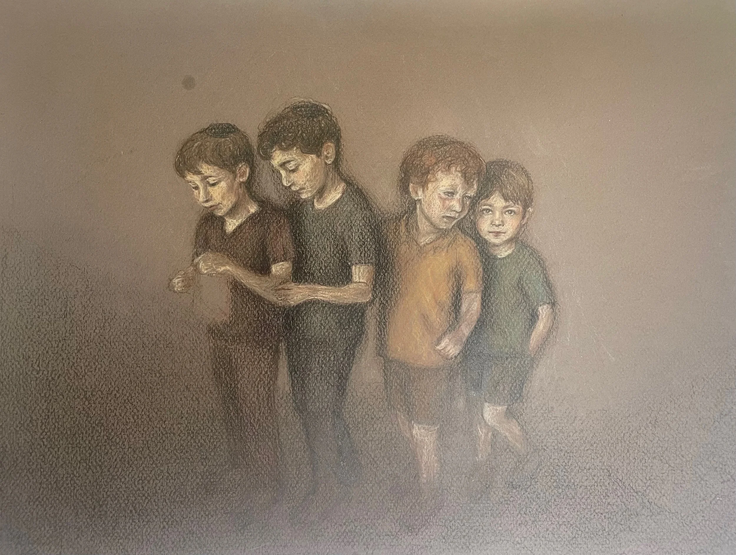 Procession (The Snack Line) (2025)
Colored pencil on paper
12”x16”

From a series about how we are shaped by our relationships and seen differently within the contexts of our relationships, particularly how familial relationships affect the way we ar