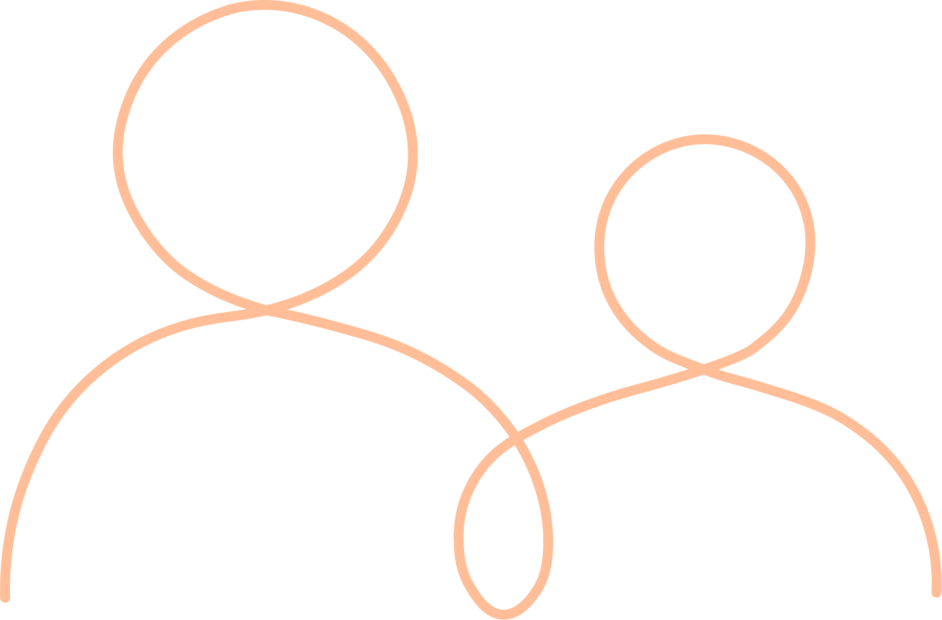 Blossom-colored line drawing of a teacher and student for the "M" Mirroring in Sylva School's pedagogy, E.M.P.A.T.H.Y.S.
