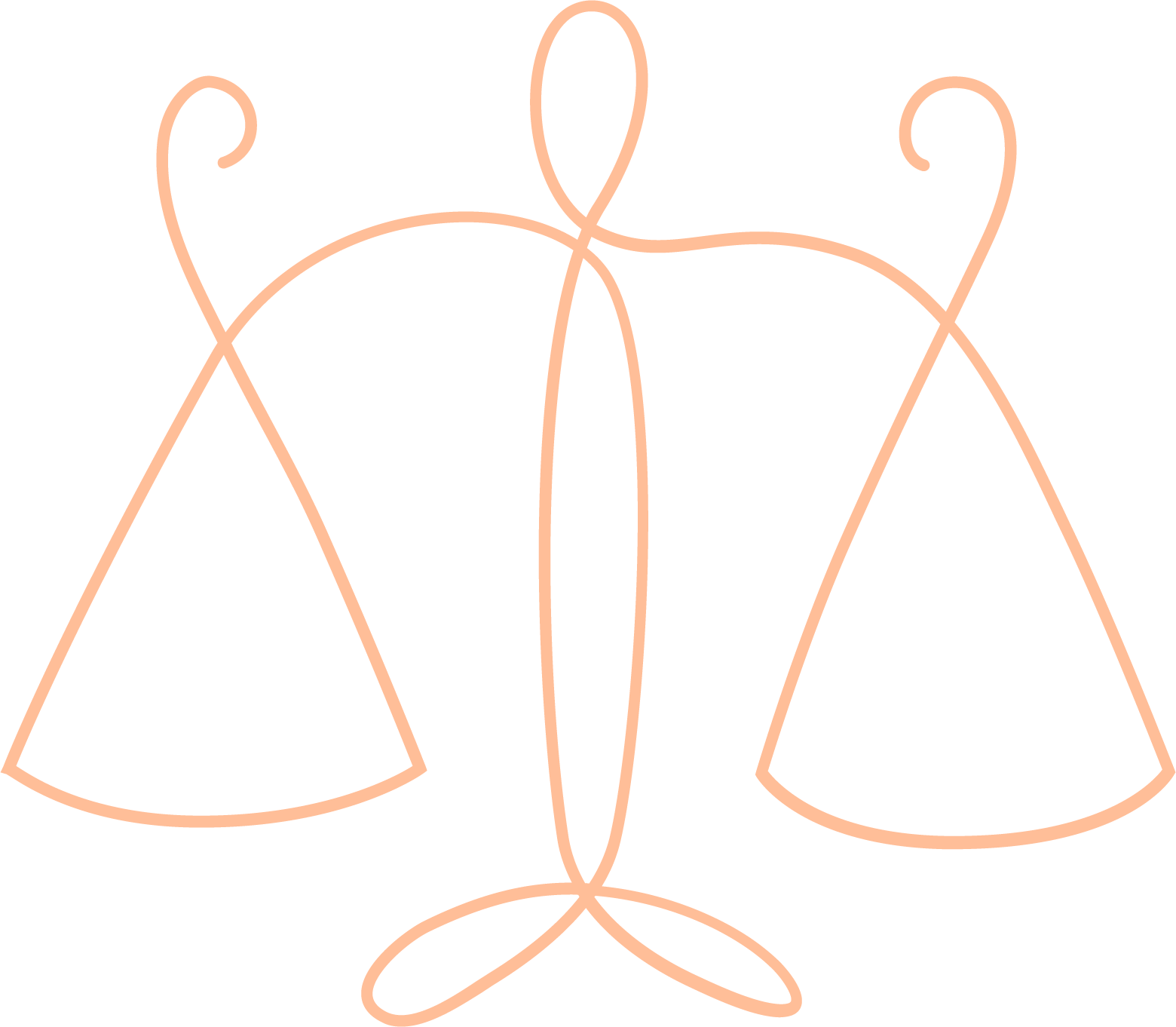 Blossom-colored line drawing of a scale for the "Y" Yes-momentum & The Power of 'No' in Sylva School's pedagogy, E.M.P.A.T.H.Y.S.