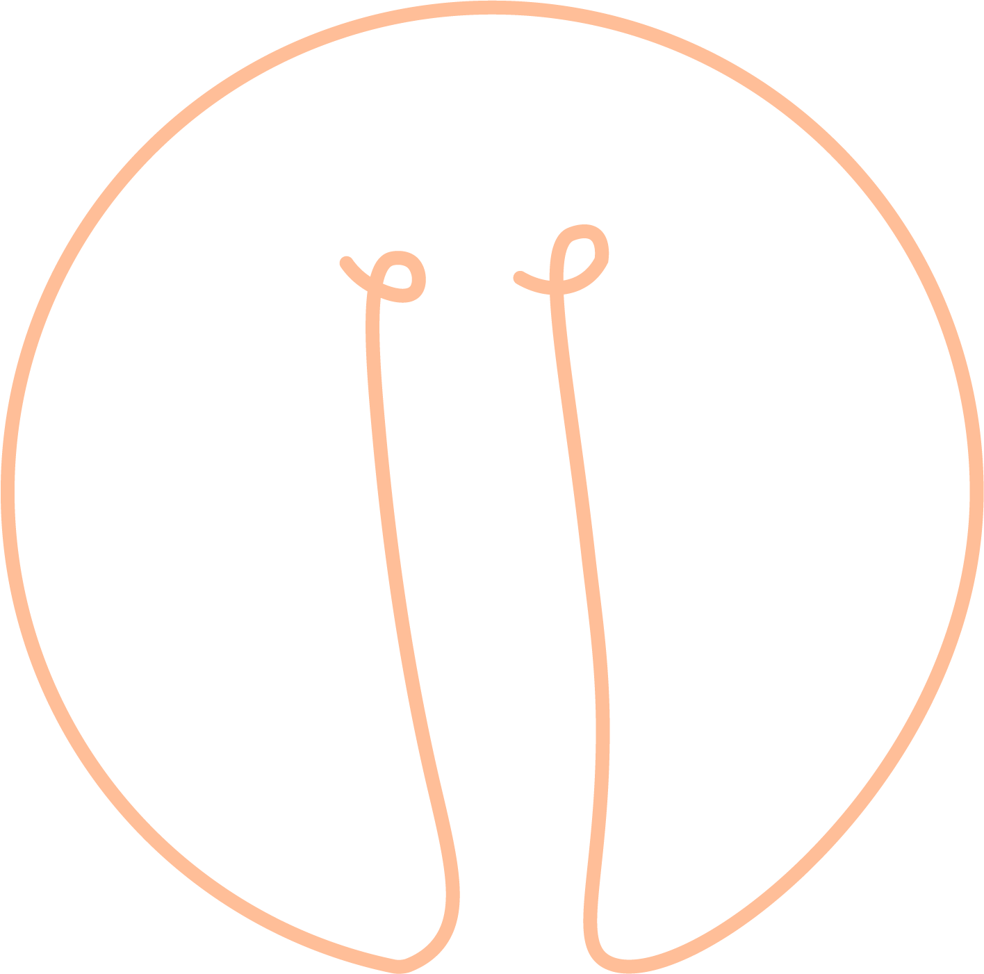 Blossom-colored line drawing of a pause button for the "P" Patience Pause in Sylva School's pedagogy, E.M.P.A.T.H.Y.S.