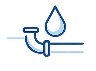 Illustration of a hand turned on faucet with a water droplet falling from it.