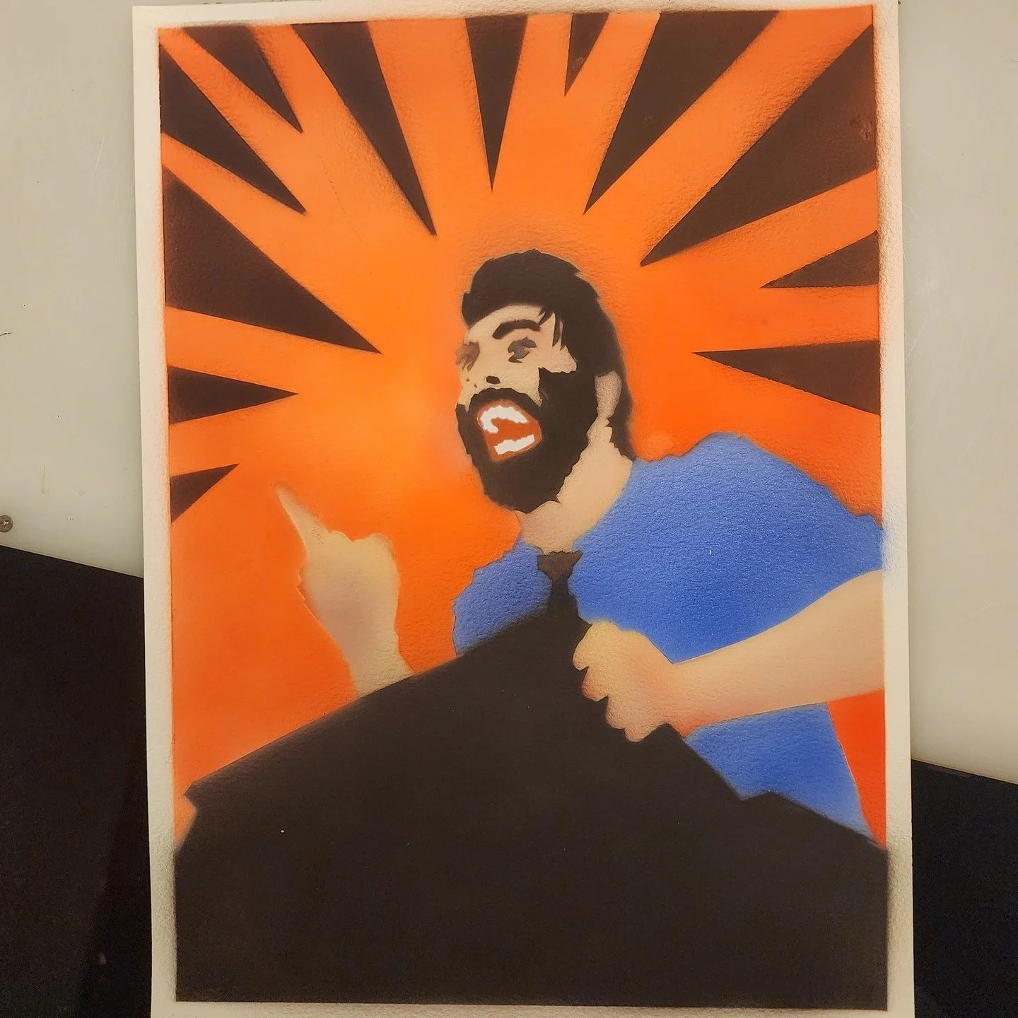 #airbrush and #stencil was my primary medium for many years, sidelined when my gear broke down and I made the decision to dedicate my efforts to #watercolor in 2015. Back in the saddle, slowly slowly relearning the tool. This was never my intended me