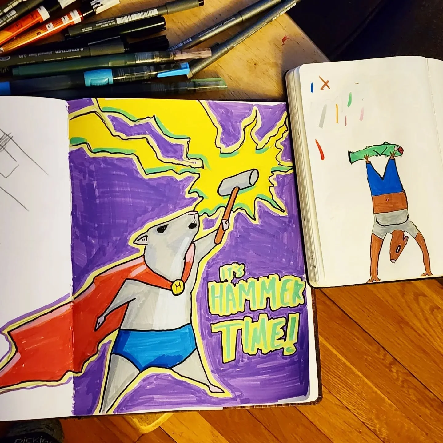Snowy Sunday sketches with my son. #miceofinstagram #handstand